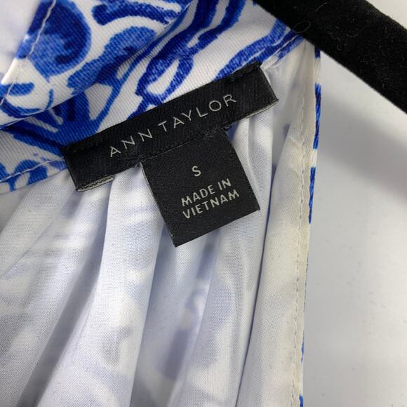 Ann Taylor Maxi Dress Womens Size Small Halter Neckline Blue White Floral Print - Picture 5 of 6